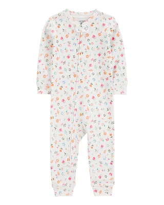 Toddler Floral Print Snug Fit Cotton Footless 1-Piece Pyjamas