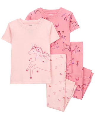 Baby 4-Piece Unicorn 100% Snug Fit Cotton Pyjamas