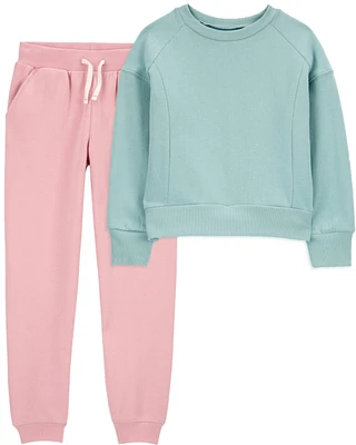 Kid 2-Piece Fleece Crew Neck Sweatshirt & Joggers Set