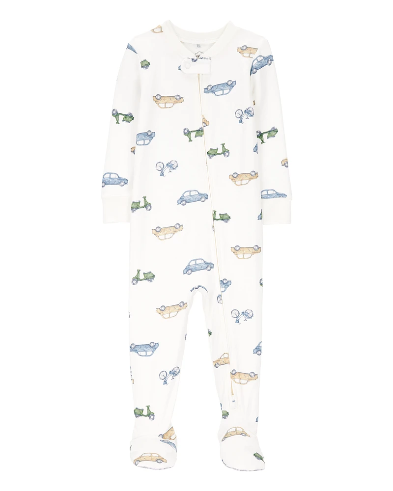 Baby Car Print Zip-Up PurelySoft 1-Piece Pyjamas