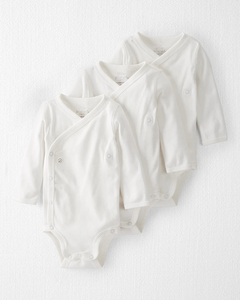 Baby 3-Pack Organic Cotton Rib Kimono Bodysuits