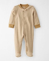Baby Organic Cotton Rib Sleeper Pyjamas Stripes