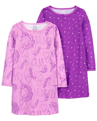 Kid 2-Pack Long-Sleeve Nightgowns