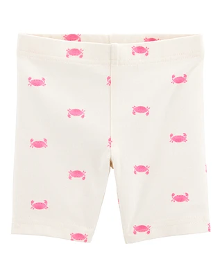 Baby Crab Print Bike Shorts - Ivory