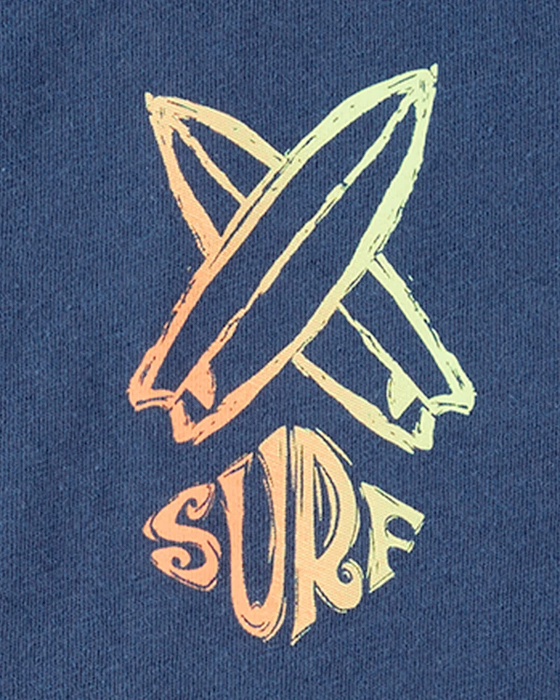 Kid Surfboard Graphic Surf Tank - Navy