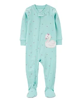 Toddler 1-Piece Swan Print 100% Snug Fit Cotton Footie Pyjamas