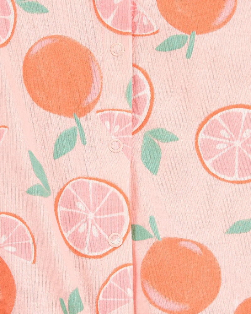 Baby Orange Print Snap-Up Cotton Romper