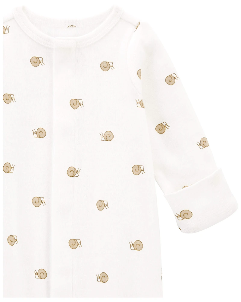 Baby Preemie Snail Cotton Sleeper Gown