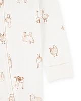 Baby Farm Animals Print 2-Way Zip PurelySoft Sleeper Pyjamas - Ivory