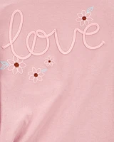 Kid Love Jersey Long-Sleeve Boxy Fit Tee - Pink