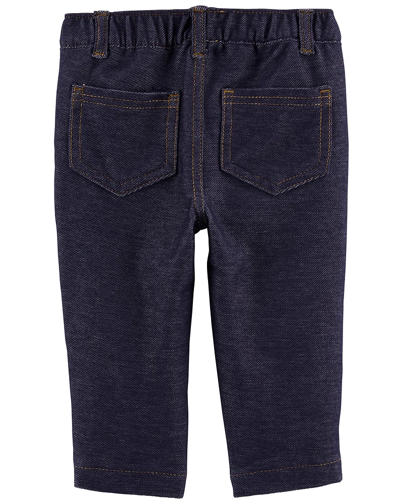 Stretch Faux Denim Pants