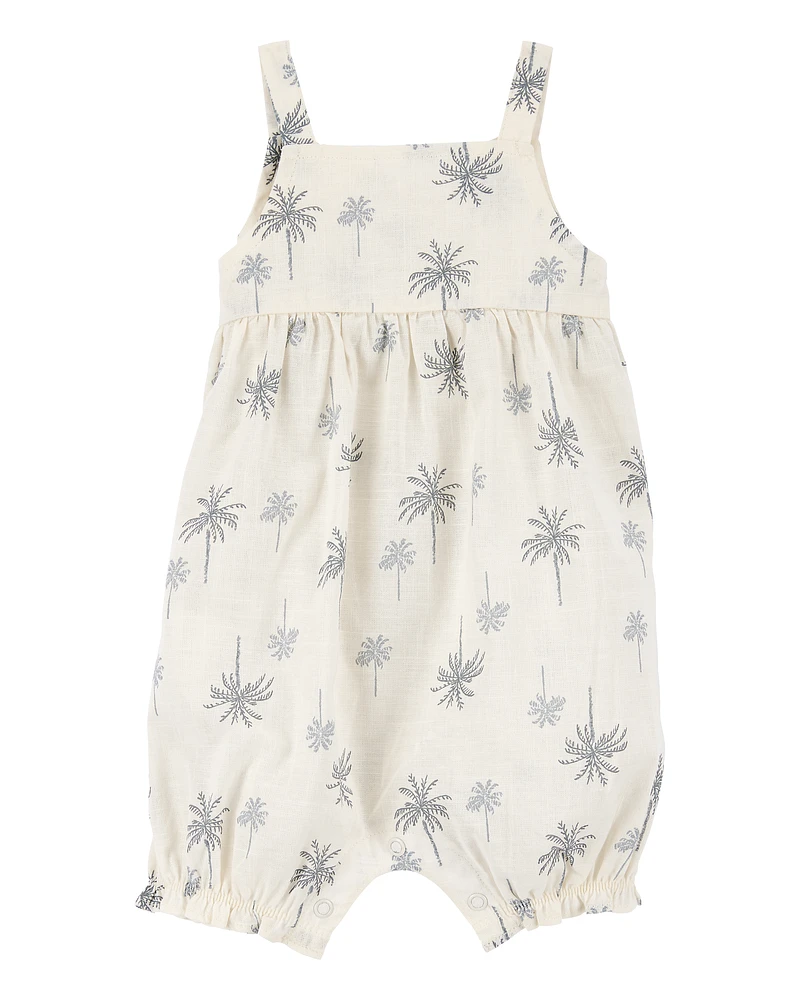 Baby Palm Tree Cotton Romper - Ivory