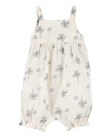Baby Palm Tree Cotton Romper - Ivory