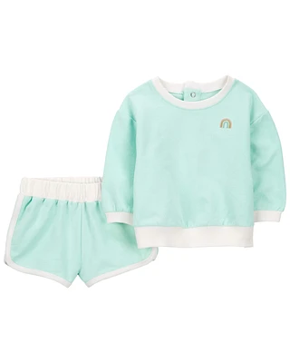 Baby 2-Piece Rainbow Sweatshirt & Short Set