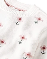 Toddler Organic Cotton Knit Sweater Wildflower Print