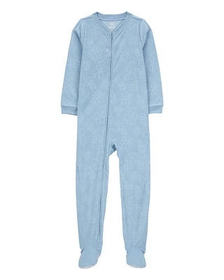 Kid 1-Piece Floral Fleece Footie Pyjamas
