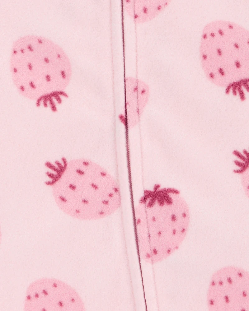 Baby Strawberry Fleece Footie Sleeper Pyjamas