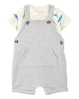 Baby 2-Piece Shark Tee & Shortall Set - Grey