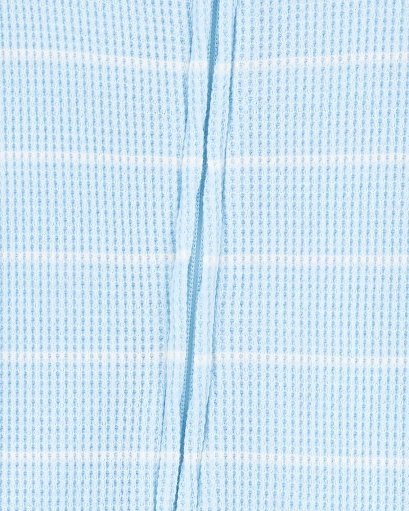 Toddler Boy Striped Waffle Knit Footie 1-Piece Pyjamas - Blue