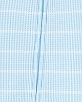 Toddler Boy Striped Waffle Knit Footie 1-Piece Pyjamas - Blue