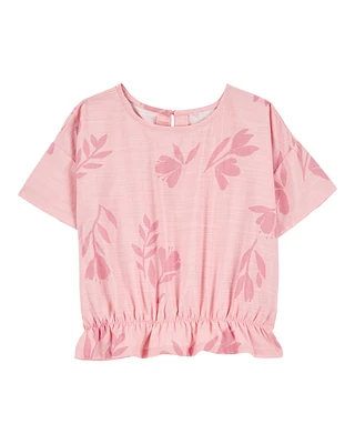 Kid Floral Cinched Top - Pink