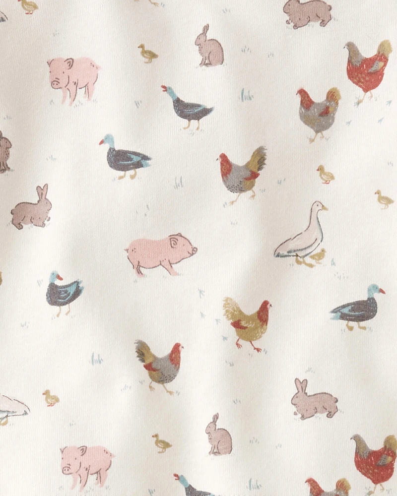 Baby Organic Cotton Pyjamas Barnyard Tails Print