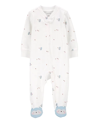 Baby Owl 2-Way Zip Cotton Sleeper Pyjamas