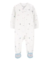 Baby Owl 2-Way Zip Cotton Sleeper Pyjamas