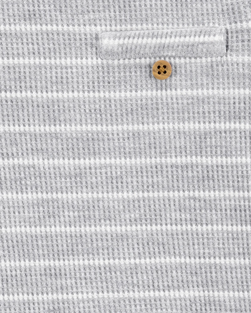 Baby 2-Piece Striped Waffle Knit Bodysuit Pant Set - Heather