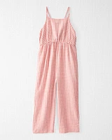 Kid Organic Cotton Gauze Gingham Jumpsuit