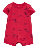 Baby Printed Short-Sleeve Romper - Red