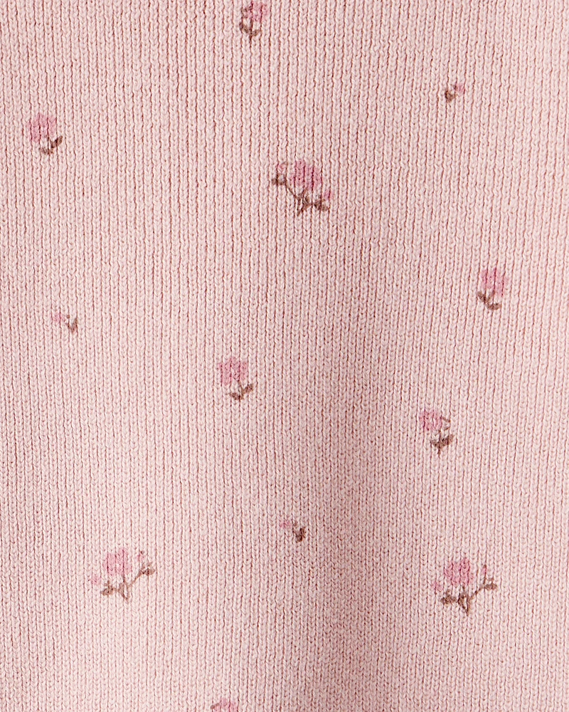 Baby Girl 2-Piece Organic Cotton Sweater Knit Set Blush Petals Print