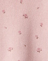 Baby Girl 2-Piece Organic Cotton Sweater Knit Set Blush Petals Print