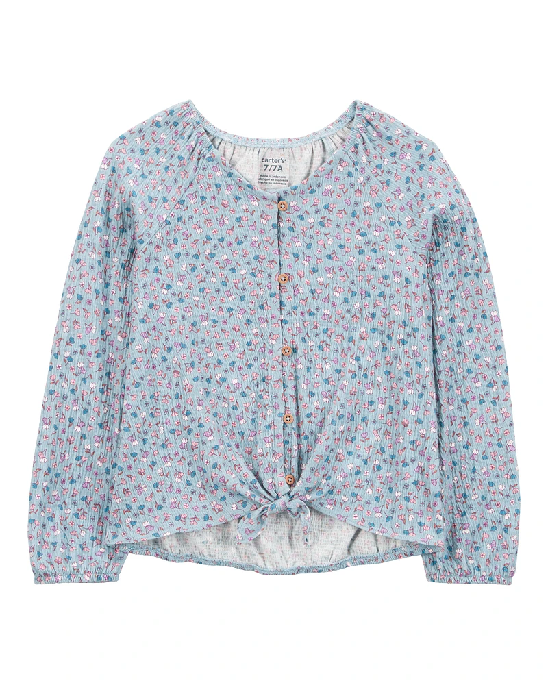 Kid 2-Piece Floral Gauze Top & Leggings Set