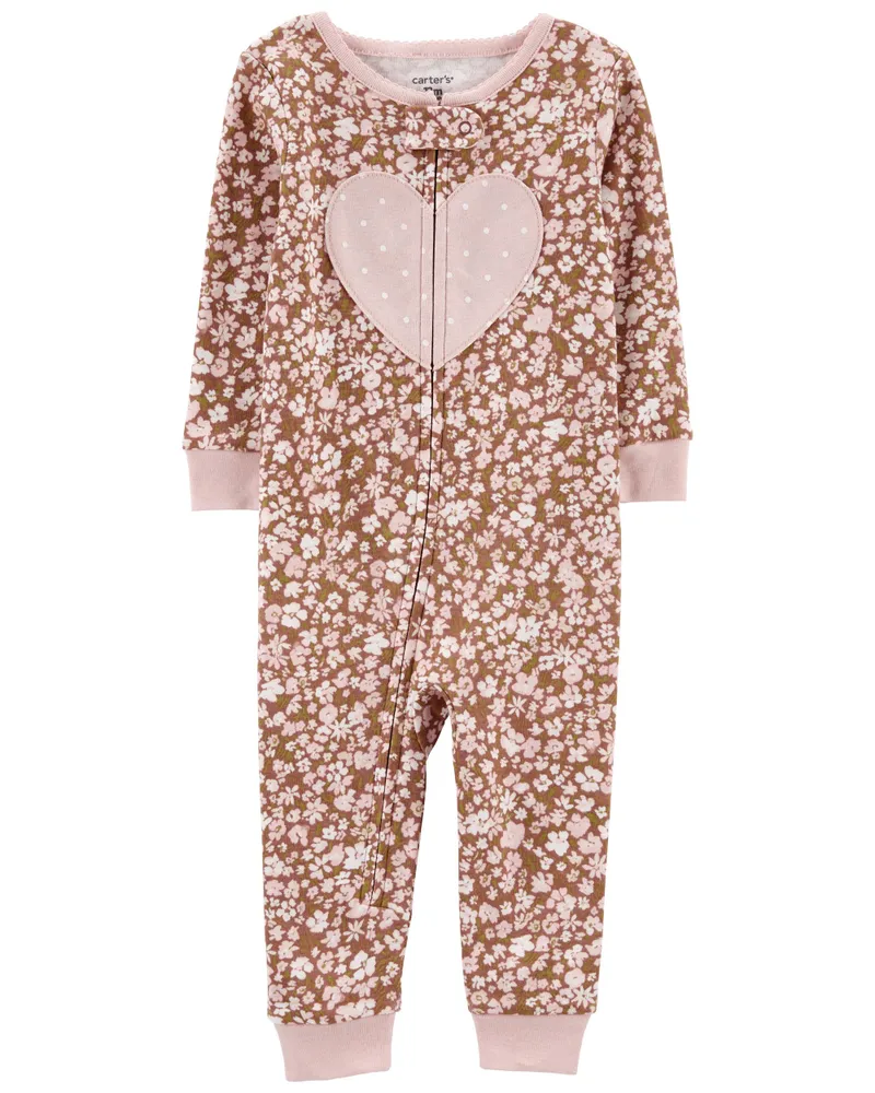 Carters Oshkosh 1-Piece Heart 100% Snug Fit Cotton Footless PJs