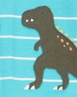 Toddler 1-Piece Striped Dinosaur 100% Snug Fit Cotton Footless Pyjamas
