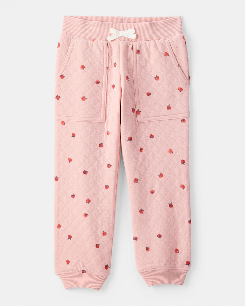 Toddler 2-Piece Apple Print Doubleknit Pant Set - Pink