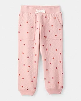 Toddler 2-Piece Apple Print Doubleknit Pant Set - Pink