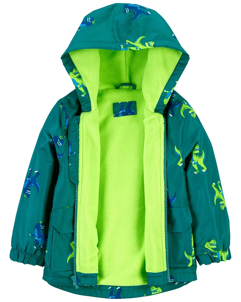 Baby Fleece Lined Dino Rain Jacket