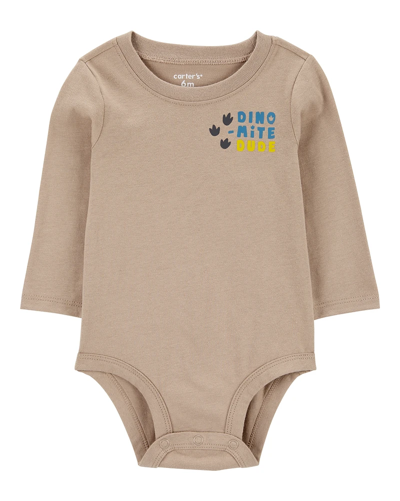 Baby Dino-Mite Dude Dinosaur Long-Sleeve Bodysuit