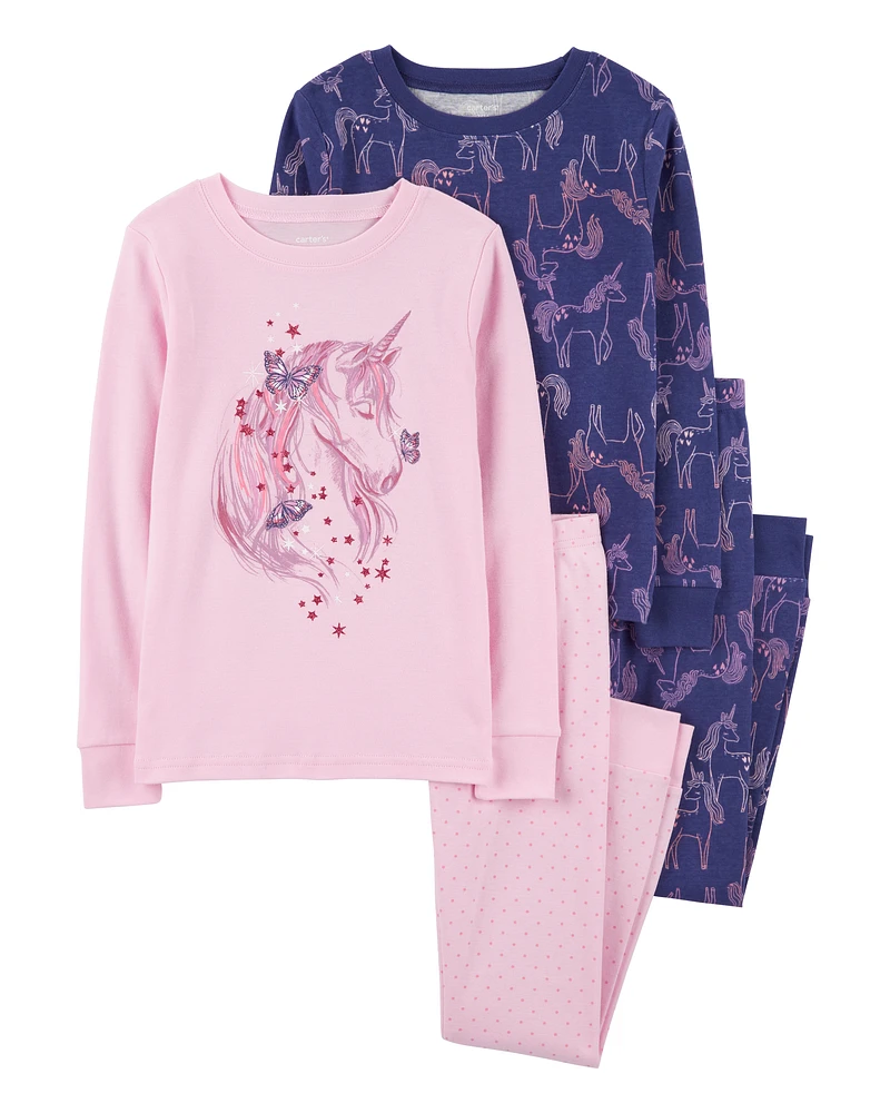 Kid 4-Piece Unicorn 100% Snug Fit Cotton Pyjamas