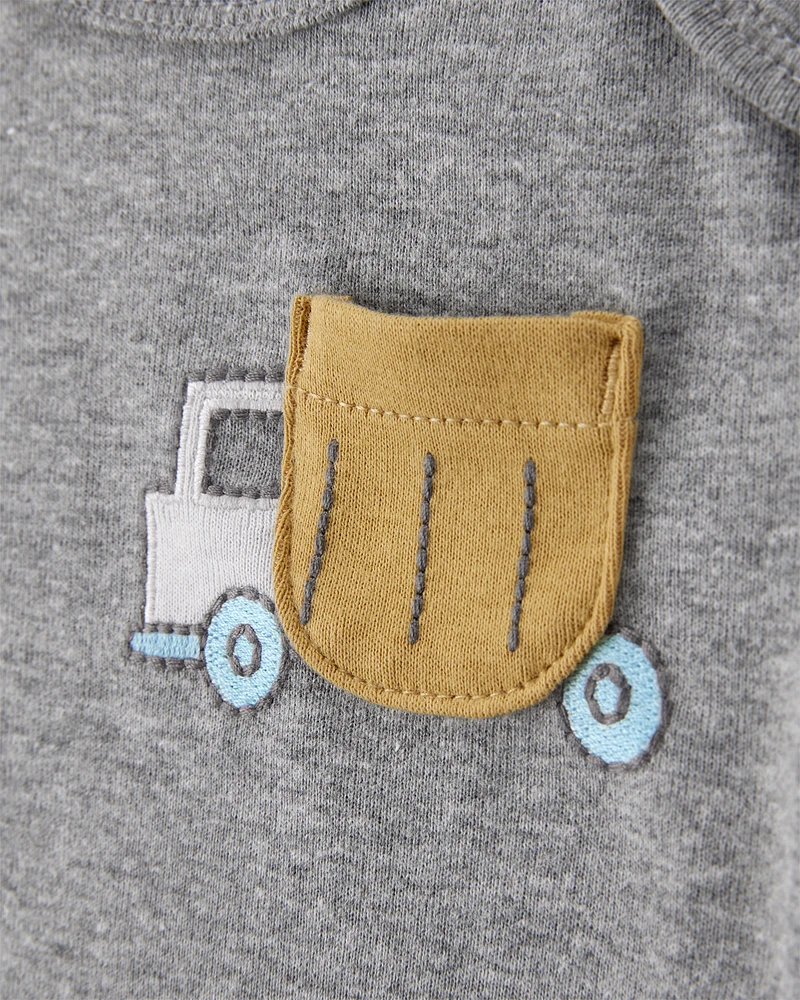 5-Pack Construction Short-Sleeve Cotton Bodysuits