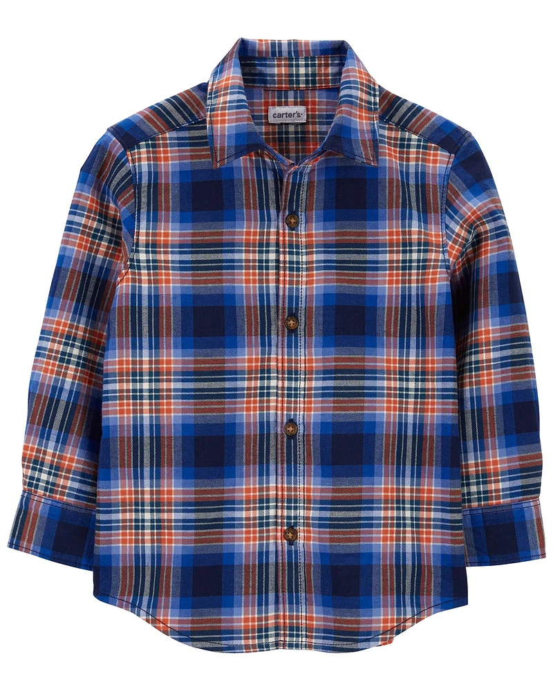 Plaid Button-Front Shirt