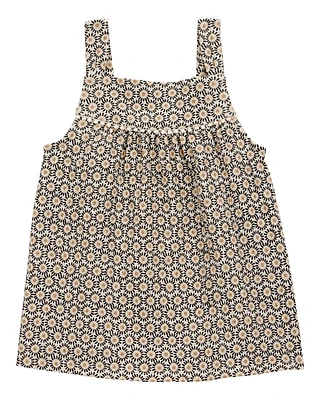 Toddler Floral Crinkle Jersey Tank