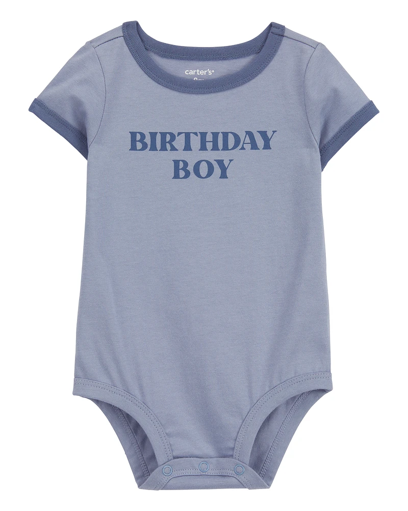 Baby Birthday Boy Short-Sleeve Bodysuit - Blue