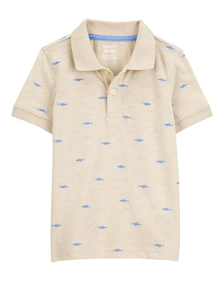 Toddler Shark Polo Shirt - Khaki