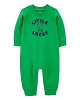 Baby French Terry Long-Sleeve Jumpsuit - Green