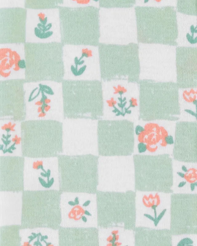 Carters Oshkosh 1-Piece Floral 100% Snug Fit Cotton Romper PJs