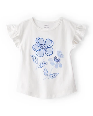 Toddler Short-Sleeve Fashion Top - White