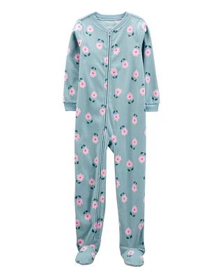 Kid 1-Piece Floral Fleece Footie Pyjamas